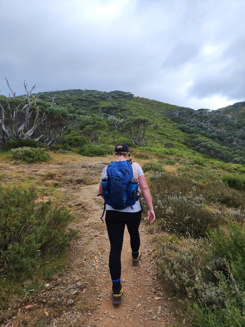 Karen Loudon hiking at Mount Feathertop in Victoria
