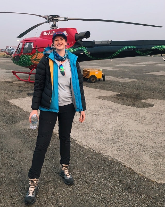 Claire Mackay at Kathmandu airport