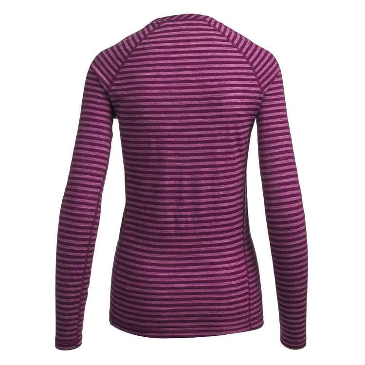 Women's Merino Blend Long Sleeve Stripe Top Purple Stripe