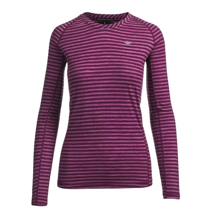 Women's Merino Blend Long Sleeve Stripe Top Purple Stripe