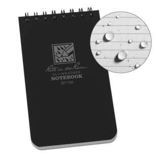 Rite In The Rain Top Spiral Notebook 3x5 Black