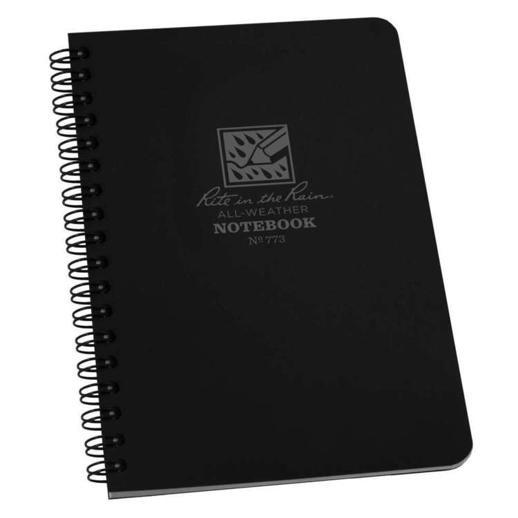 Rite In The Rain Side Spiral Notebook 4.625x7 Black