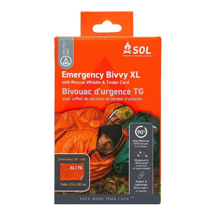 Survive Outdoors Longer Emergency Bivvy XL With Rescue Whistle & Tinder