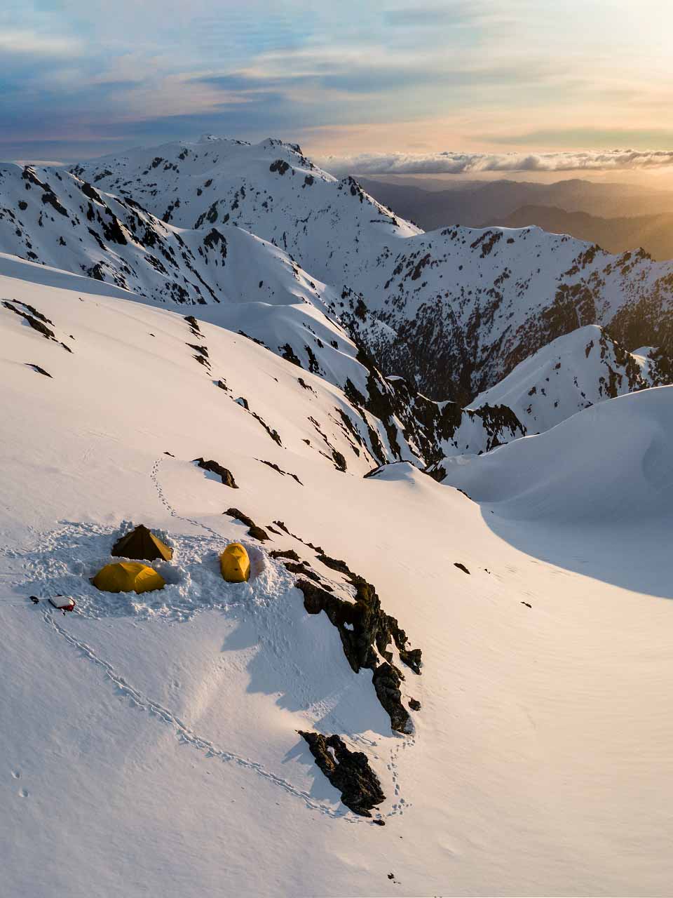 Sunrise on the snow mountains Sunrise on the snow mountains