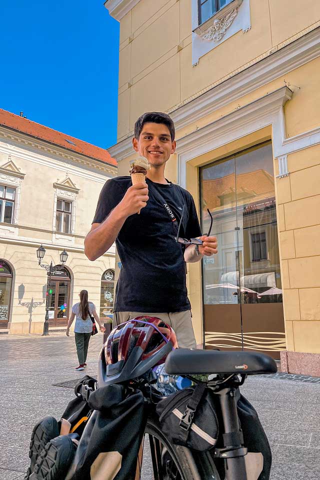 Zach stopping for an ice cream break Zach stopping for an ice cream break