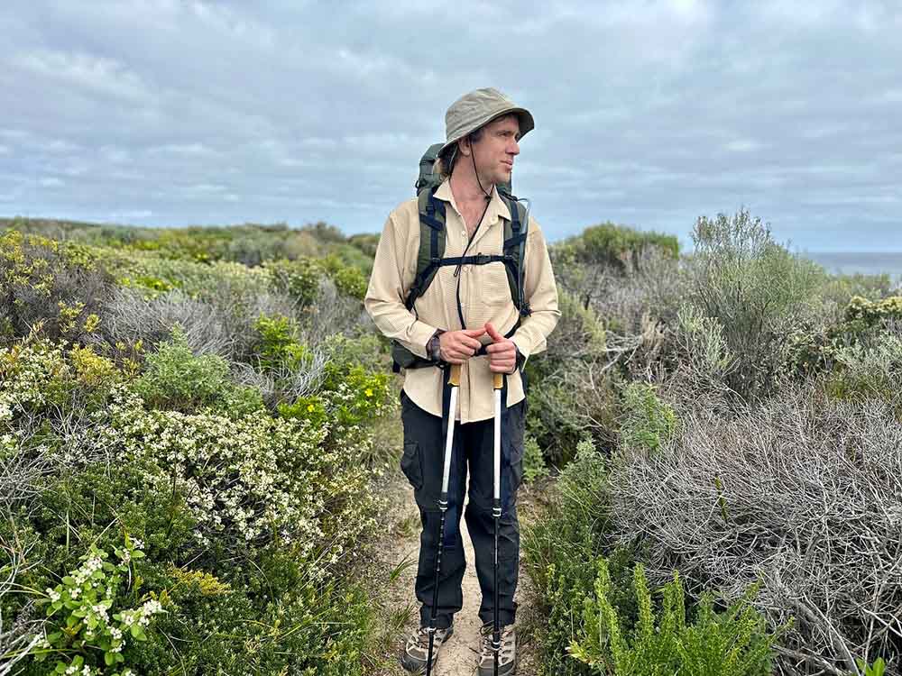 Tom Lucey wearing Men’s Larapinta pants & Merrell Moab 3 GORE-TEX® hiking shoes