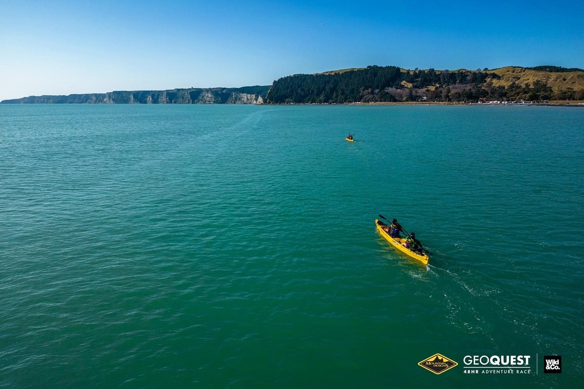 Birds-eye view of leg 2 ocean paddle in Hawkes Bay. Birds-eye view of leg 2 ocean paddle in Hawkes Bay.