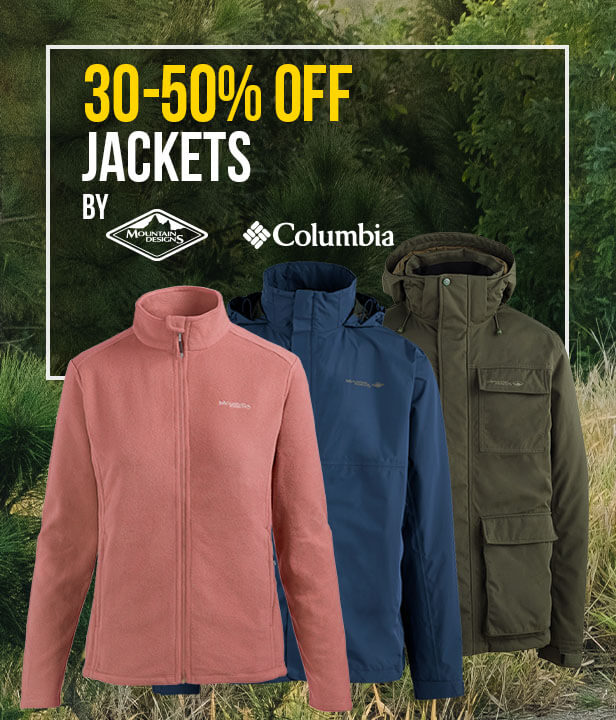 30-50% Off Jackets By Mountain Designs & Columbia