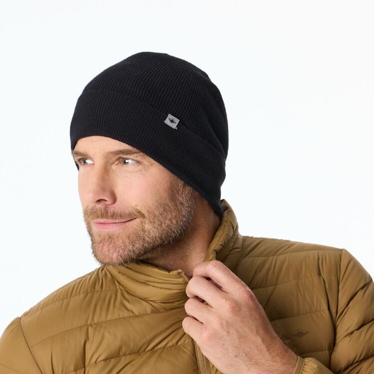 Unisex Treeline Merino Rib Cuff Beanie Black One Size Unisex Treeline Merino Rib Cuff Beanie Black One Size
