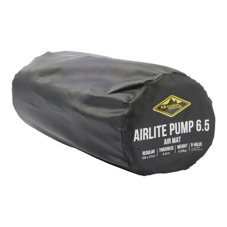 Mountain Designs Airlite Pump 6.5 Sleeping Mat Grey Mountain Designs Airlite Pump 6.5 Sleeping Mat Grey