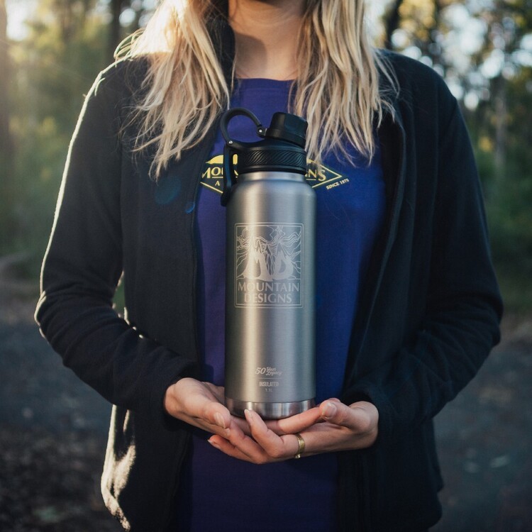 Mountain Designs Hydro Insulated Legacy Edition Water Bottle Silver 1.1 L Mountain Designs Hydro Insulated Legacy Edition Water Bottle Silver 1.1 L