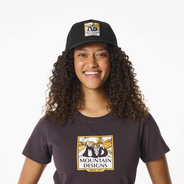 Mountain Designs Legacy 6 Panel Cap Black One Size Mountain Designs Legacy 6 Panel Cap Black One Size