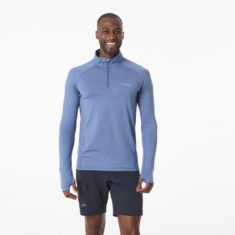 Mountain Designs Men's Vapour Half Zip Pullover Denim Melange Mountain Designs Men's Vapour Half Zip Pullover Denim Melange