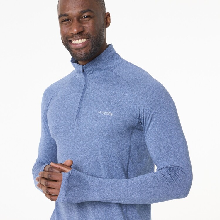 Mountain Designs Men's Vapour Half Zip Pullover Denim Melange Mountain Designs Men's Vapour Half Zip Pullover Denim Melange