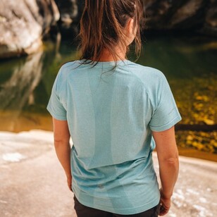 Women's Motion Seamless Tee Teal Melange Women's Motion Seamless Tee Teal Melange
