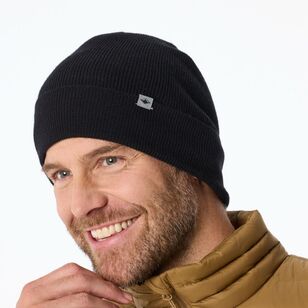 Unisex Treeline Merino Rib Cuff Beanie Black One Size Unisex Treeline Merino Rib Cuff Beanie Black One Size