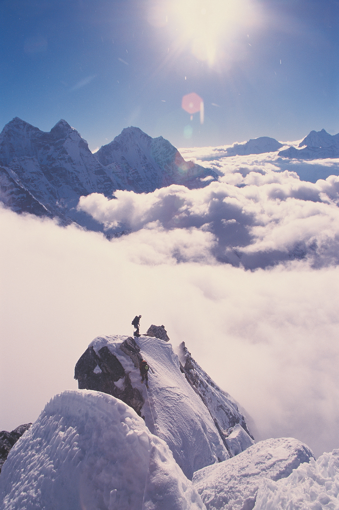 Duncan Chessell Capturing Climbers Advancing Towards Camp 2 Ama Dablam